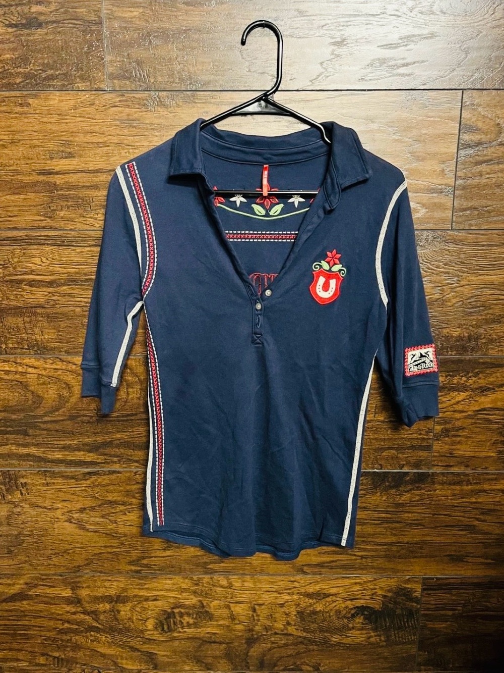 Alp n Rock. Rare! Navy Polo Top with Red Embroidered Crest